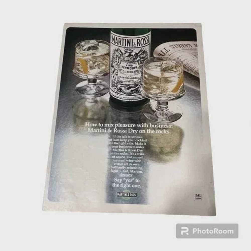1980 Martin & Rossi Dry Vermouth Original Vintage Print Ad